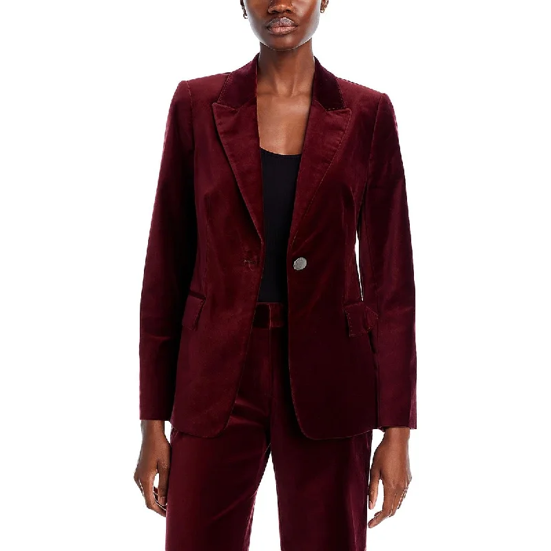 Kobi Halperin Womens Ramsey Velvet Suit Separate One-Button Blazer