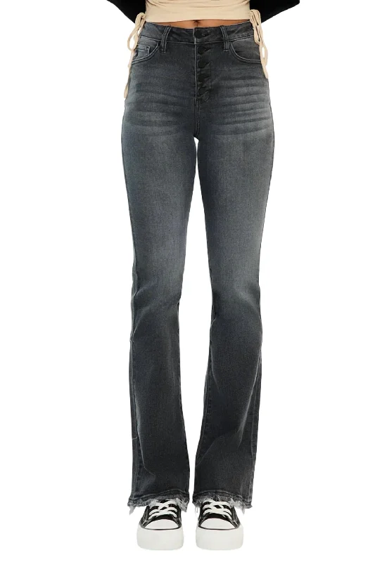 Rainn Ultra High Rise Flare Jean In Light Gray