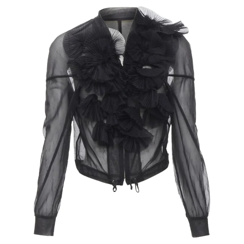 Comme Des Garcons sheer pleated ruffle bomber jacket