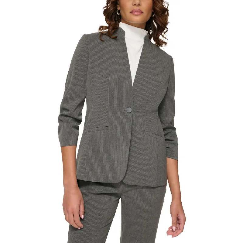 Calvin Klein Womens Petites   Ruched Work Wear Collarless Blazer