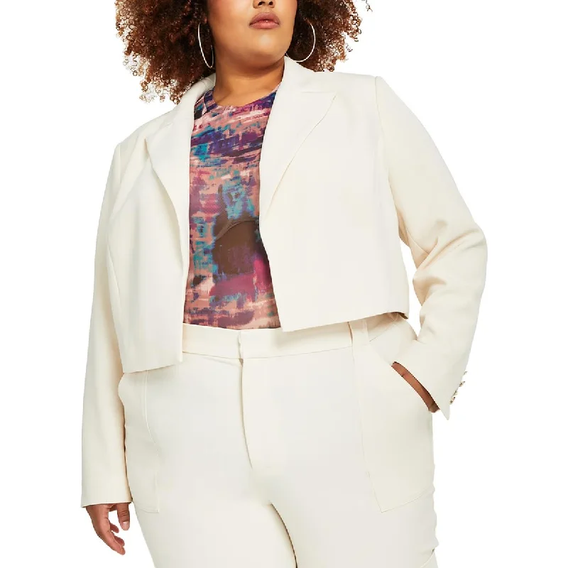 Nina Parker Womens Plus Crepe Open-Front Blazer