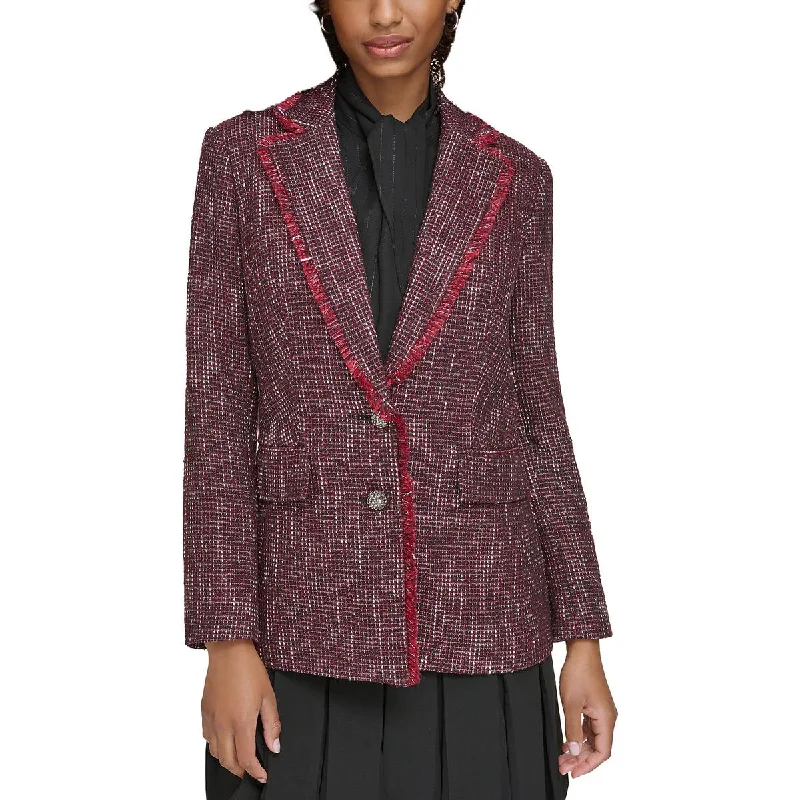 Karl Lagerfeld Womens Tweed Two-Button Blazer