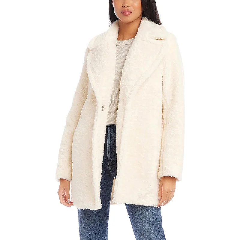 Karen Kane Womens Sherpa Heavy Faux Fur Coat