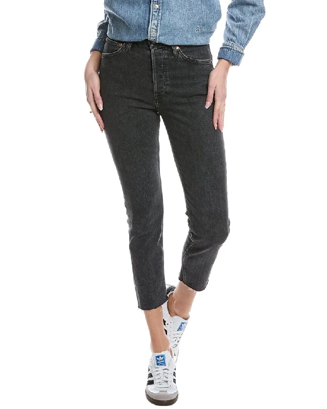 RE/DONE 90s Noir High-Rise Ankle Crop Jean