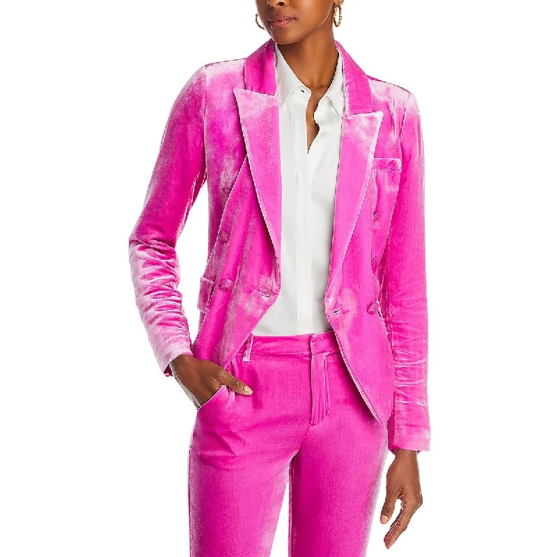 L'Agence Womens Kenzie Velvet Suit Separate Double-Breasted Blazer