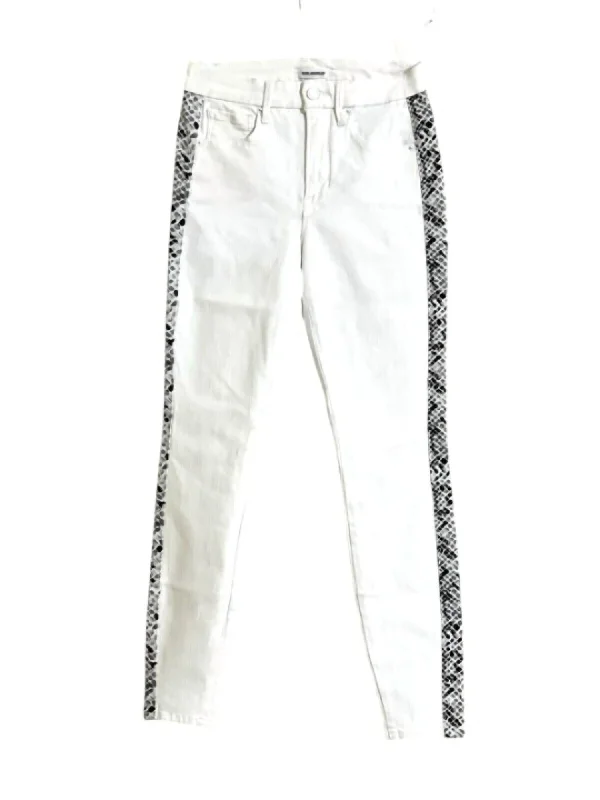 Women's Good Legs High Rise Stretch Snake Side Skinny Jeans In White