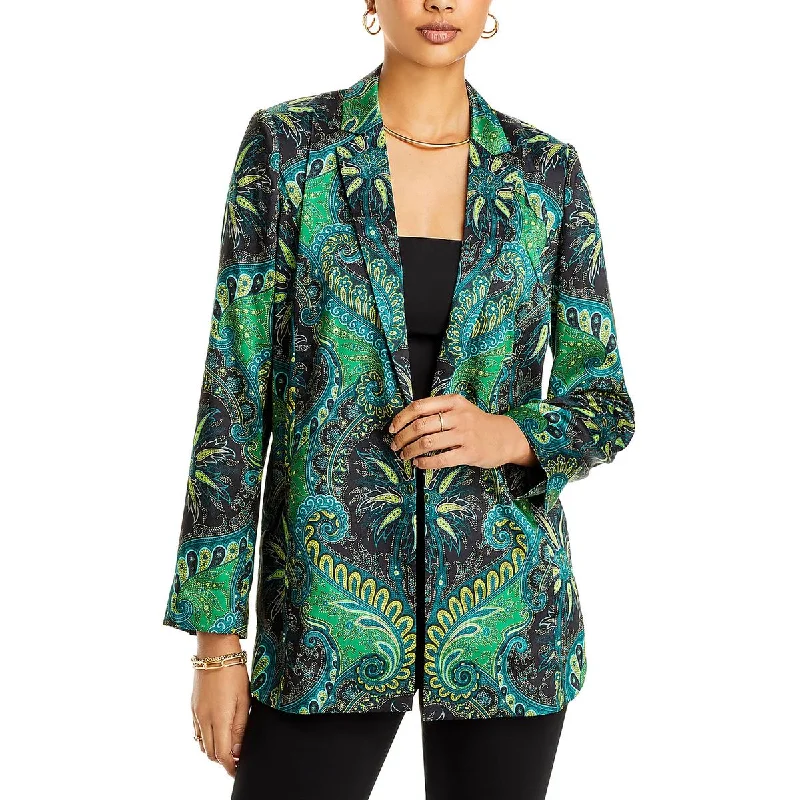 Kobi Halperin Womens Satin Printed One-Button Blazer