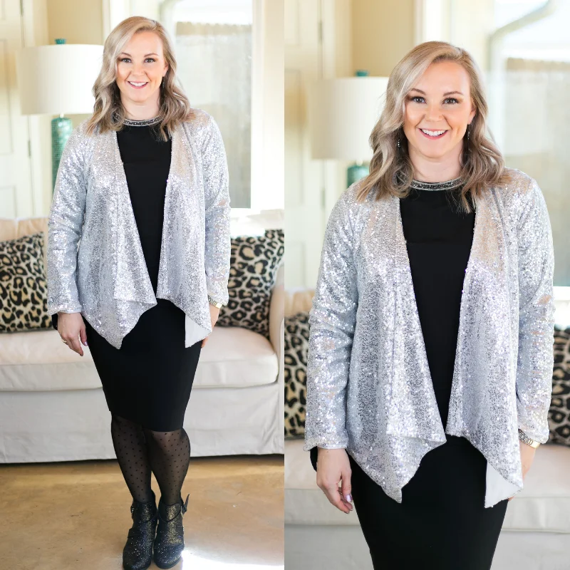 Glam Slam Sequin Blazer Jacket in Silver