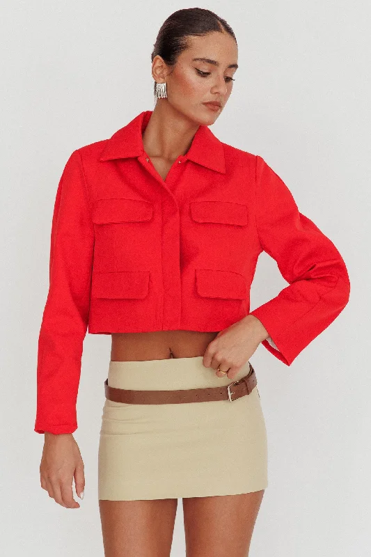 Cinder Crop Jacket Red