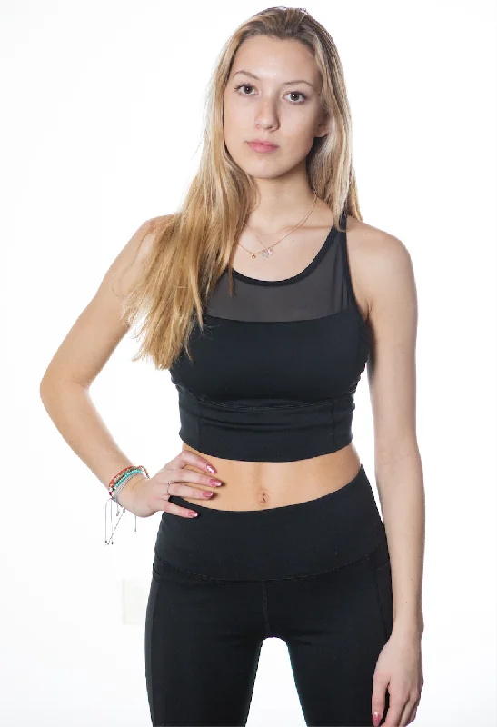 Mesh Sports Bra Top - Black