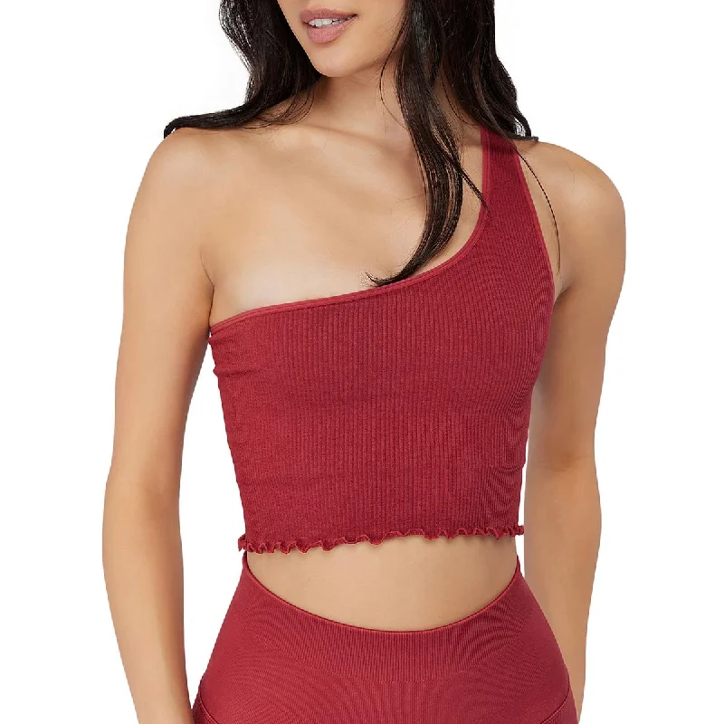 Spiritual Gangster Womens Ribbed One Shoulder Crop Top