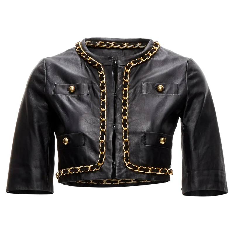 Moschino Cheap Chic chain quilted leather cropped jacket