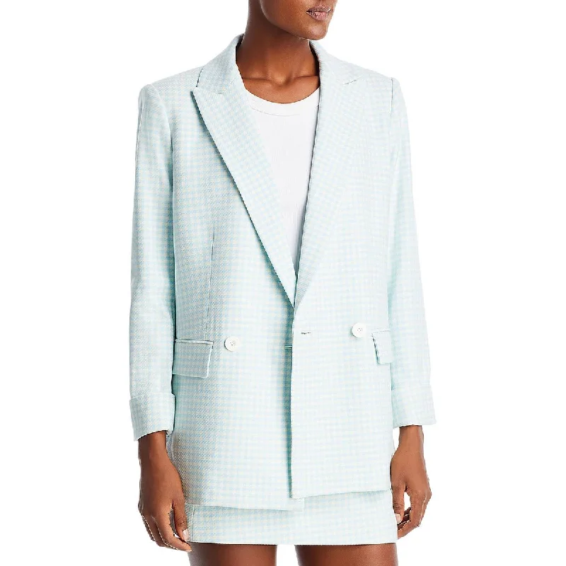 Alice and Olivia Womens Justin Checkered Suit Separate Double-Breasted Blazer