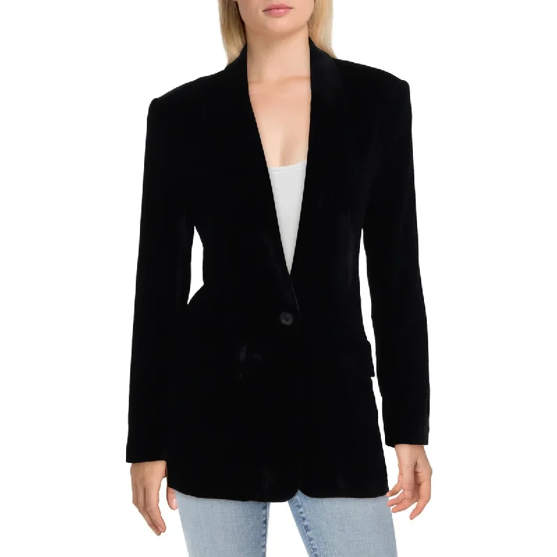 Endless Rose Womens Velvet Long Sleeves One-Button Blazer