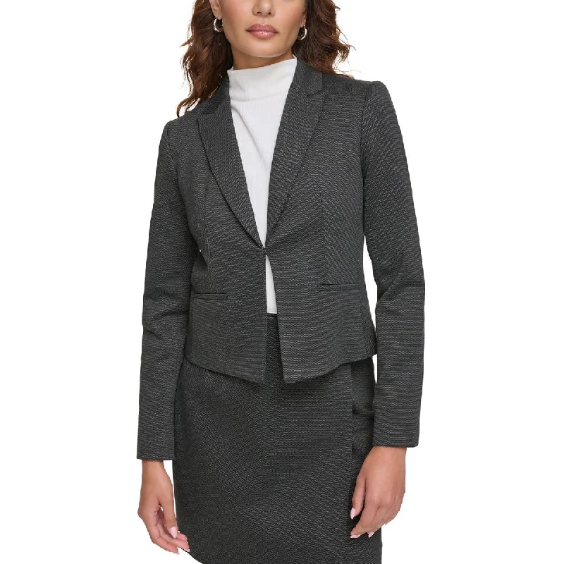 Calvin Klein Womens Petites Crop Work Wear Open-Front Blazer