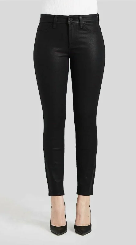 Bobby Iris High Rise Stretch Coated Jeans In Black