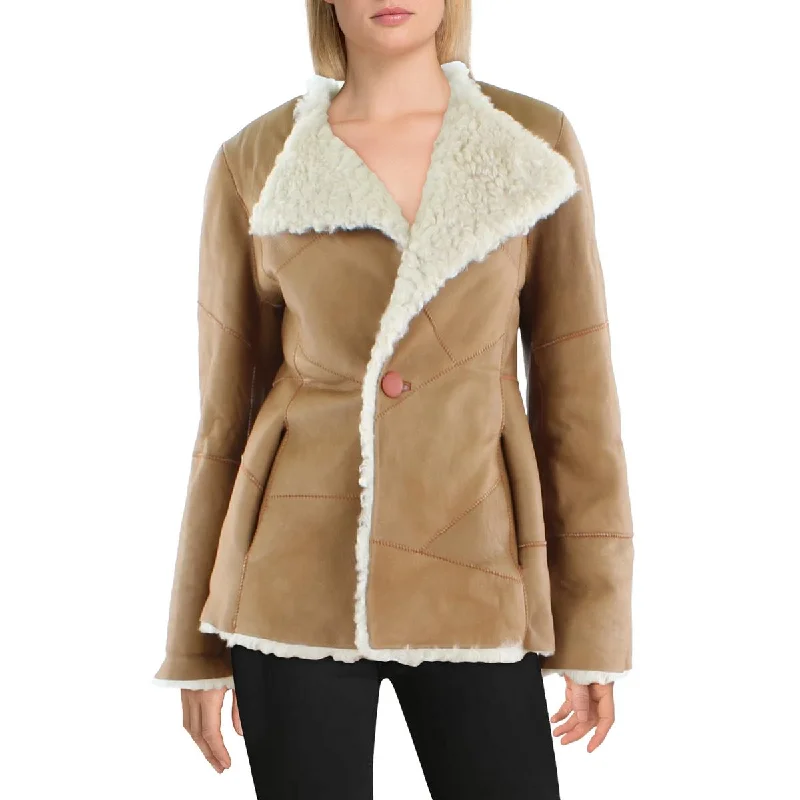 Malene Birger Womens Shearling Reversible Leather Jacket