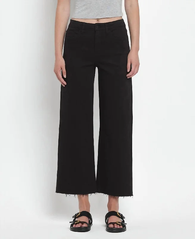 High Rise Crop Wide Leg Jeans In Black